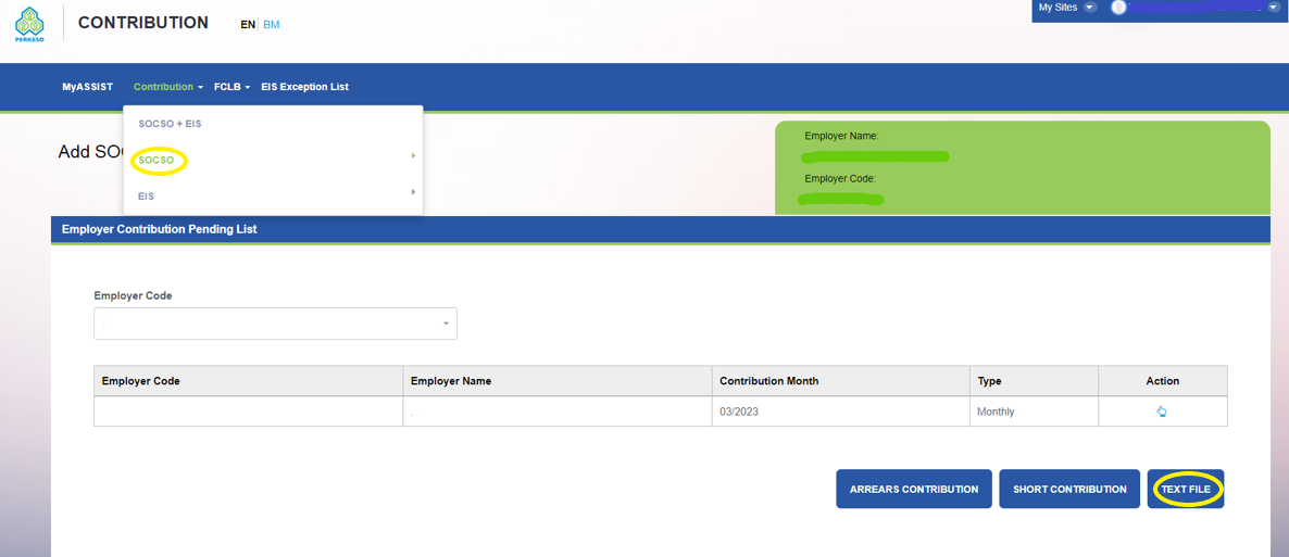 upload payment socso